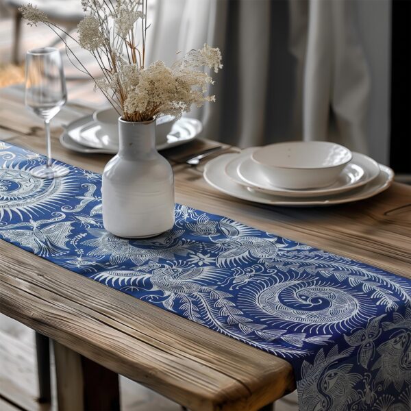 Bird and Fish Hmong Motifs Batik Table Runner